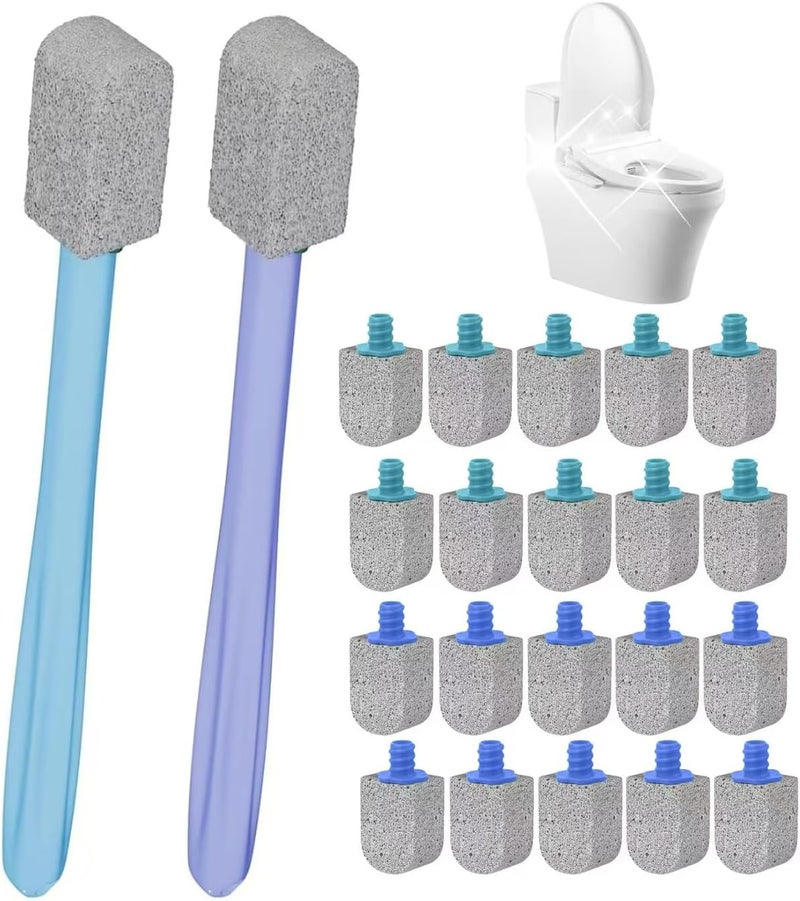Enjunway Pumice Stone Toilet Bowl Cleaner,Bathroom Cleaner Brush Toilet Wand Refills with 30CM Long Handle for Remove Hard Water Stains with 1 Wand+ Pumice Stones (20 Pack) - Image 1